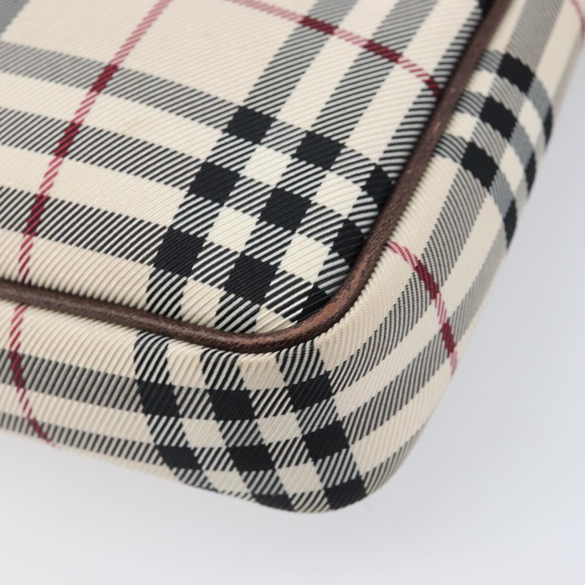 BURBERRY Nova Check Shoulder Bag Canvas Beige Silver Auth 200733