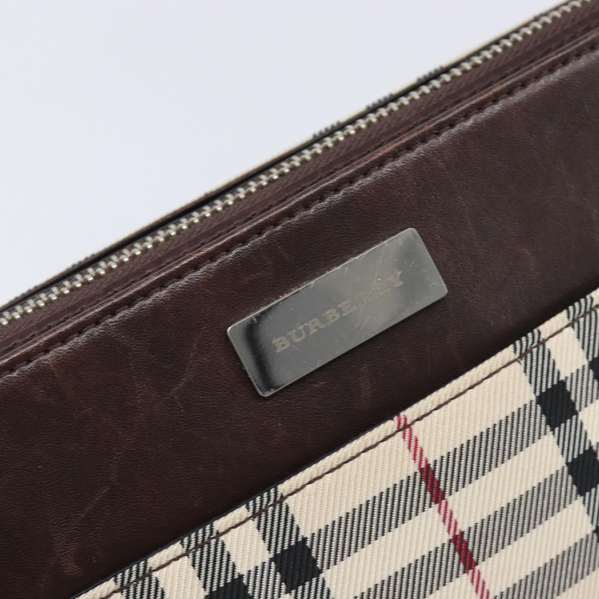 BURBERRY Nova Check Shoulder Bag Canvas Beige Silver Auth 200733