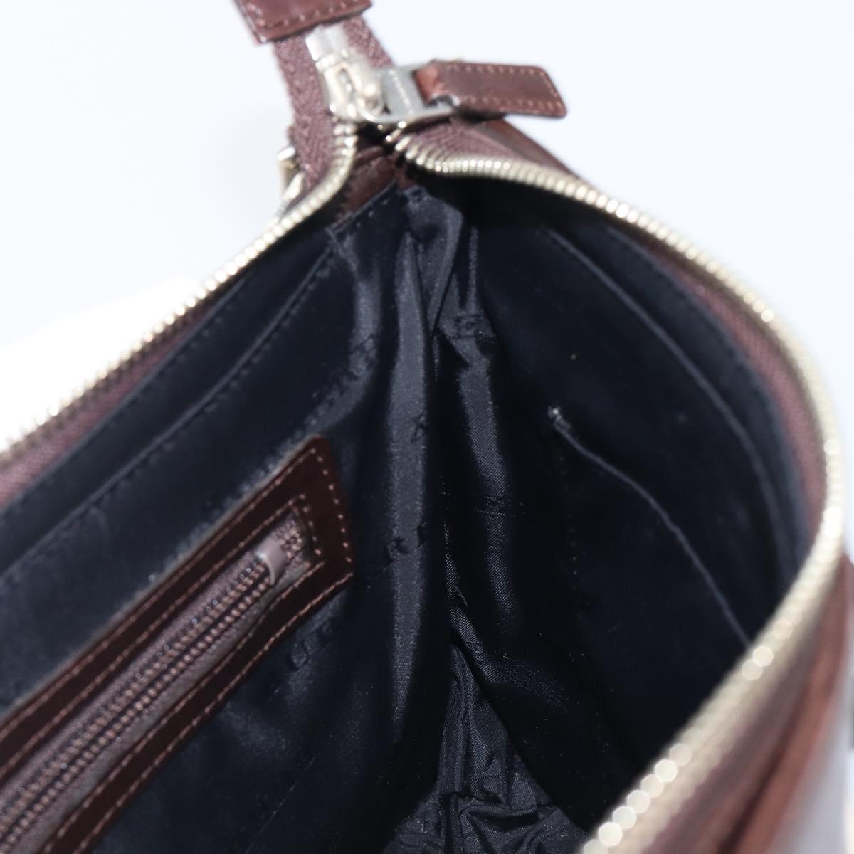 BURBERRY Nova Check Shoulder Bag Canvas Beige Silver Auth 200733