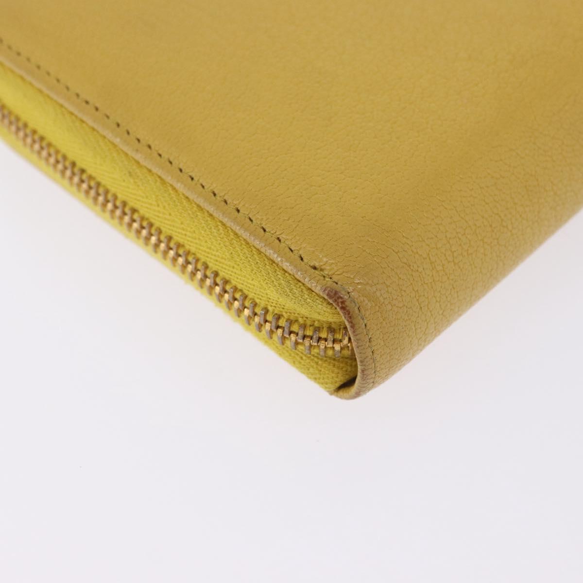 Miu Miu Long Wallet Leather Yellow Gold Auth 200735A