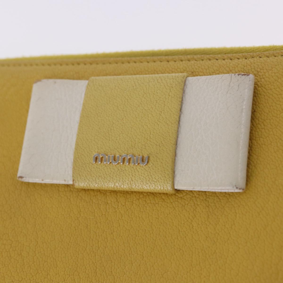 Miu Miu Long Wallet Leather Yellow Gold Auth 200735A