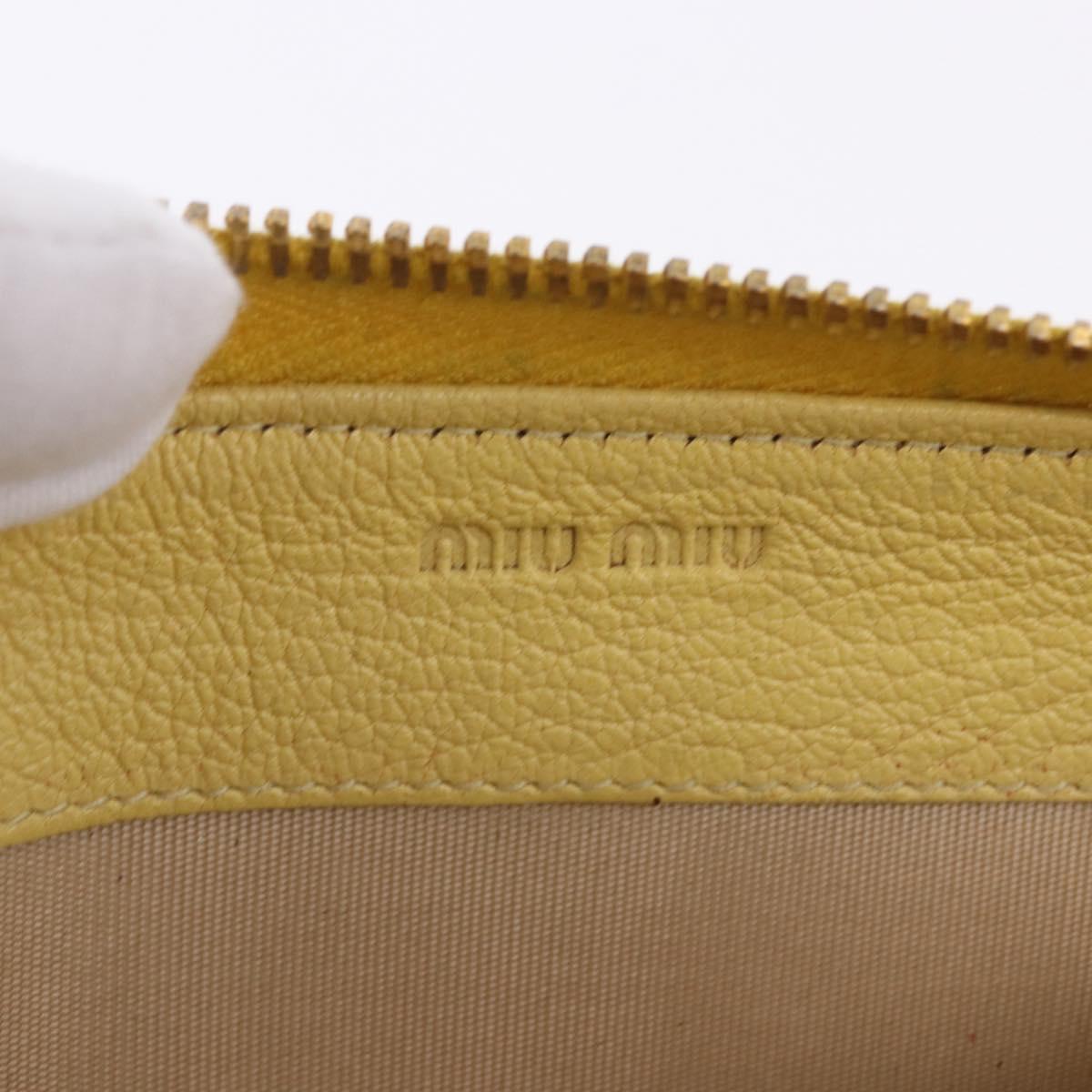 Miu Miu Long Wallet Leather Yellow Gold Auth 200735A