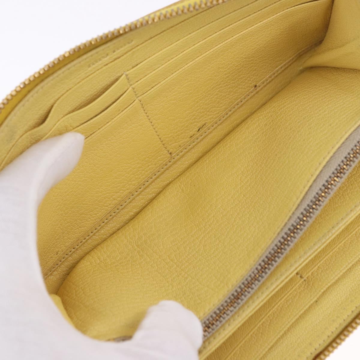 Miu Miu Long Wallet Leather Yellow Gold Auth 200735A