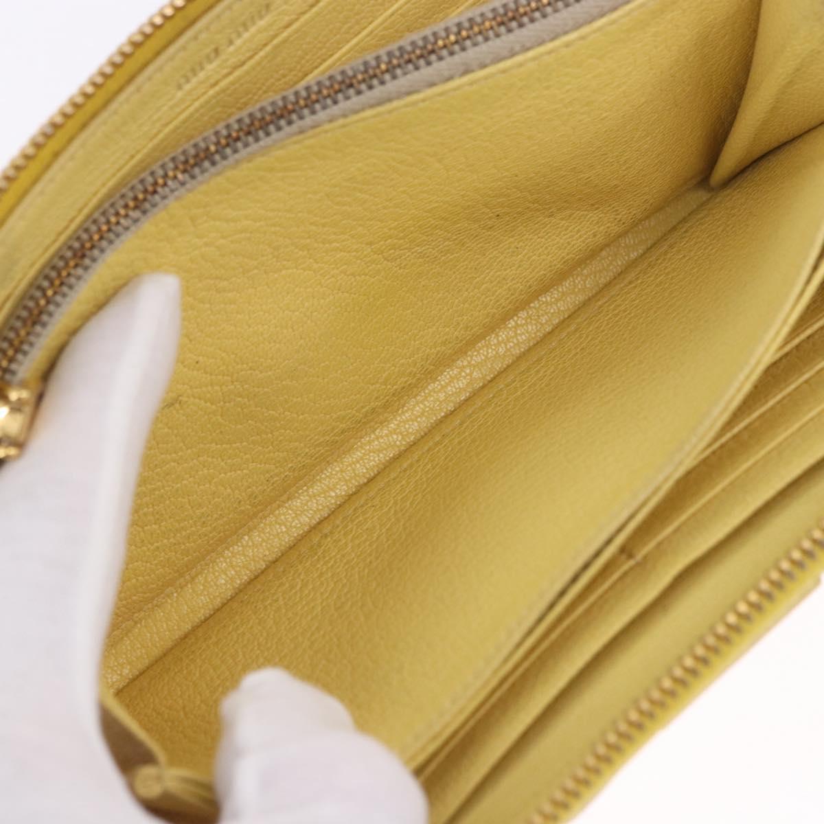 Miu Miu Long Wallet Leather Yellow Gold Auth 200735A