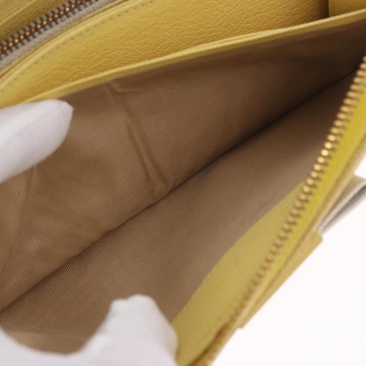 Miu Miu Long Wallet Leather Yellow Gold Auth 200735A