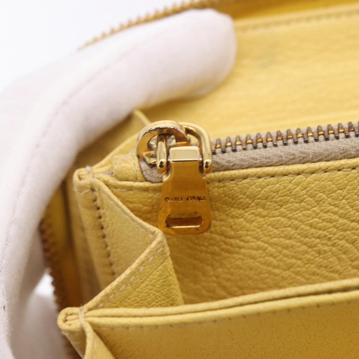 Miu Miu Long Wallet Leather Yellow Gold Auth 200735A