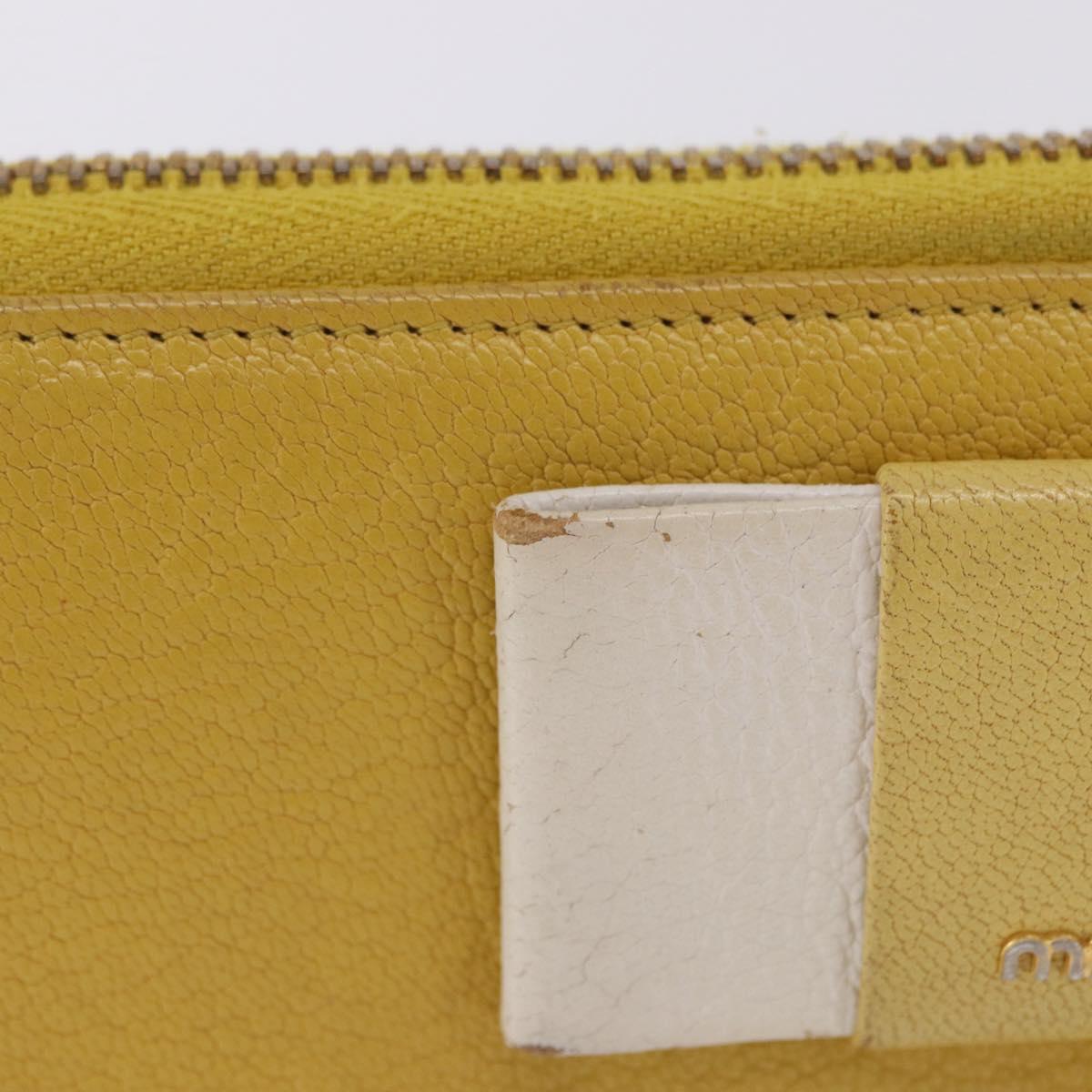 Miu Miu Long Wallet Leather Yellow Gold Auth 200735A