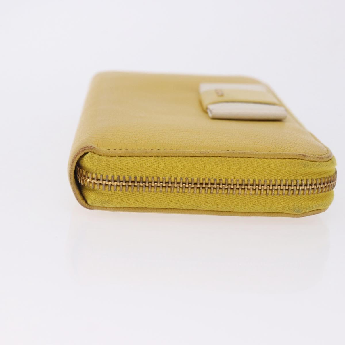 Miu Miu Long Wallet Leather Yellow Gold Auth 200735A