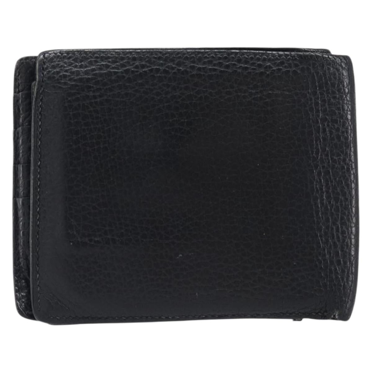 HERMES Copernicus Wallet Leather Black Auth 200737