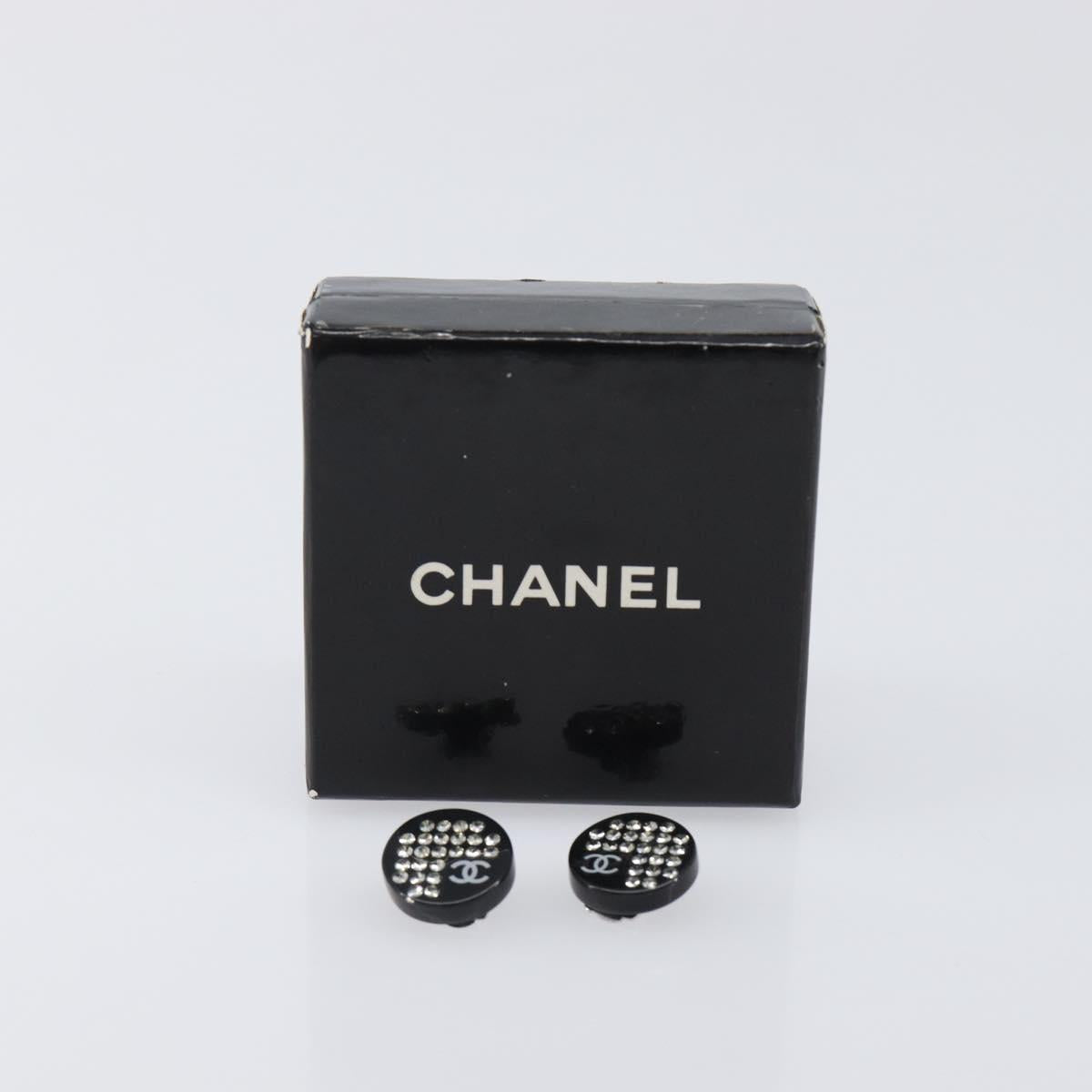 CHANEL Earring plastic Black CC Auth 200741V