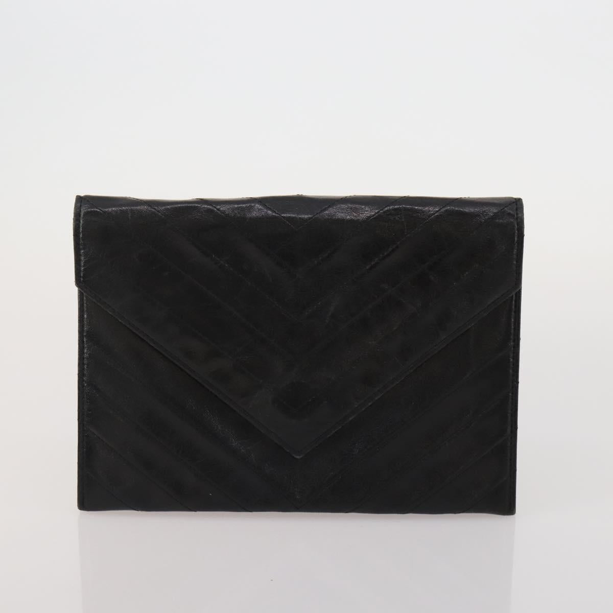SAINT LAURENT Hand Bag Leather 2 Set Black Auth 200742