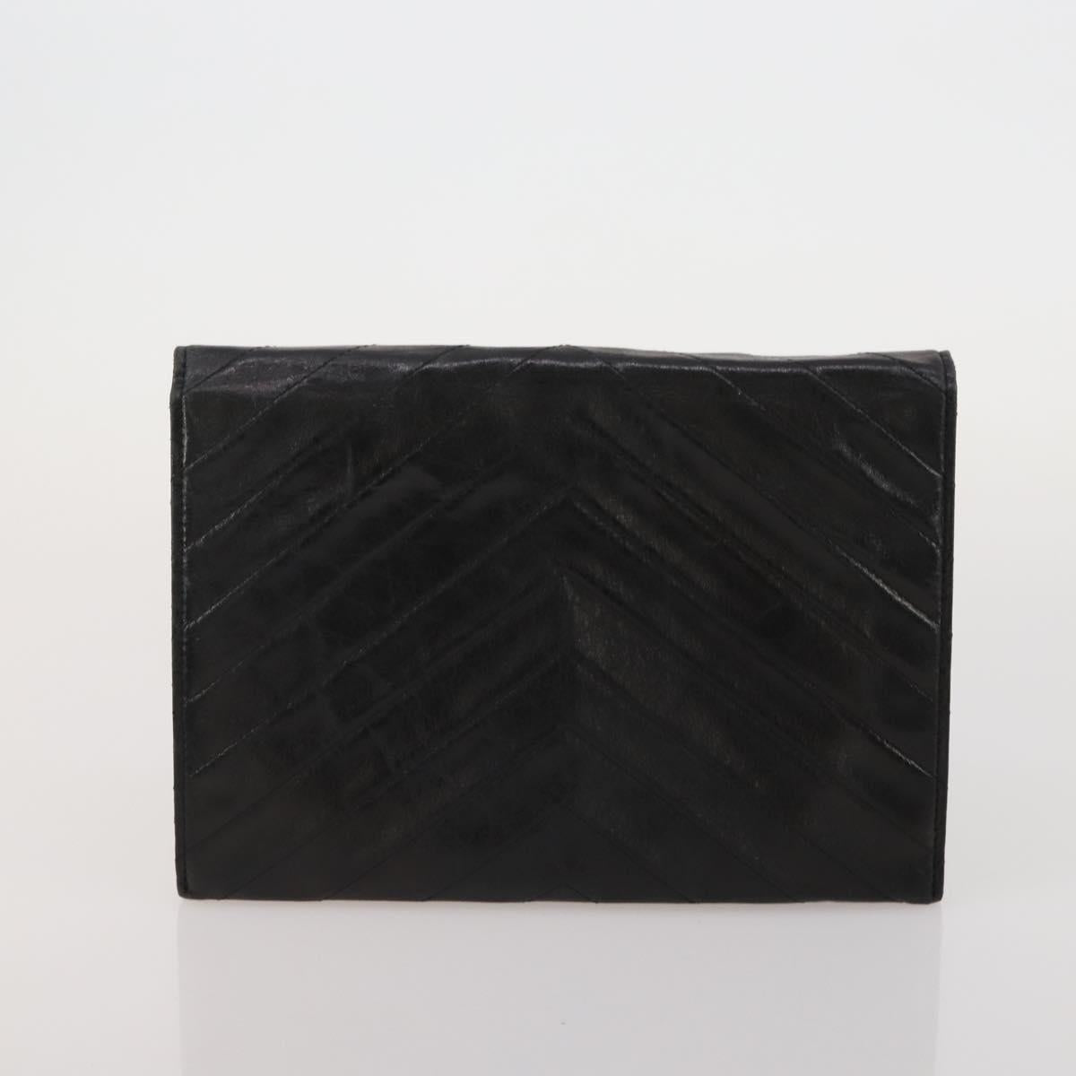 SAINT LAURENT Hand Bag Leather 2 Set Black Auth 200742