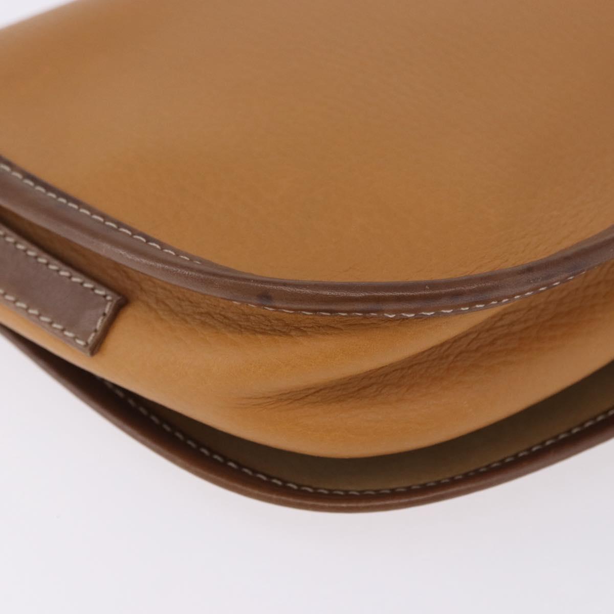 LOEWE Shoulder Bag Leather Beige Gold Auth 200744A