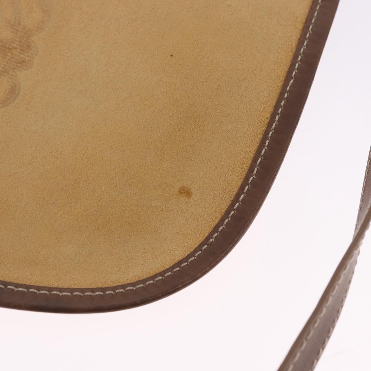 LOEWE Shoulder Bag Leather Beige Gold Auth 200744A