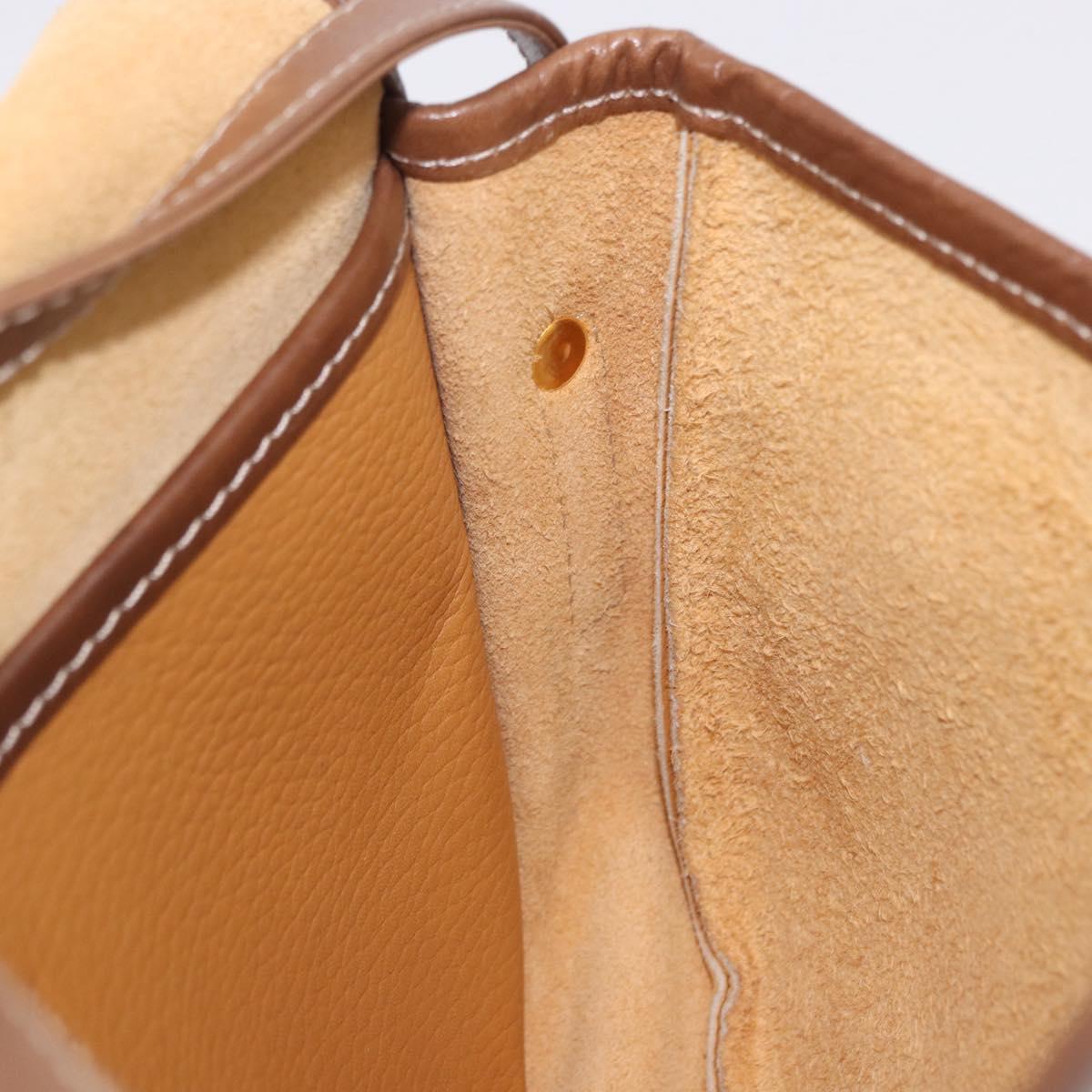 LOEWE Shoulder Bag Leather Beige Gold Auth 200744A