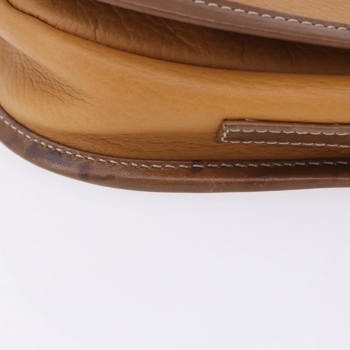 LOEWE Shoulder Bag Leather Beige Gold Auth 200744A