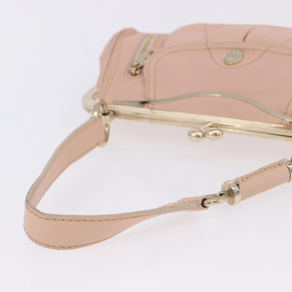 CELINE Shoulder Bag Leather Pink Gold Auth 200745V