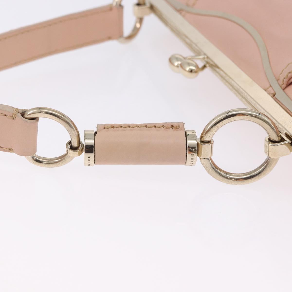 CELINE Shoulder Bag Leather Pink Gold Auth 200745V