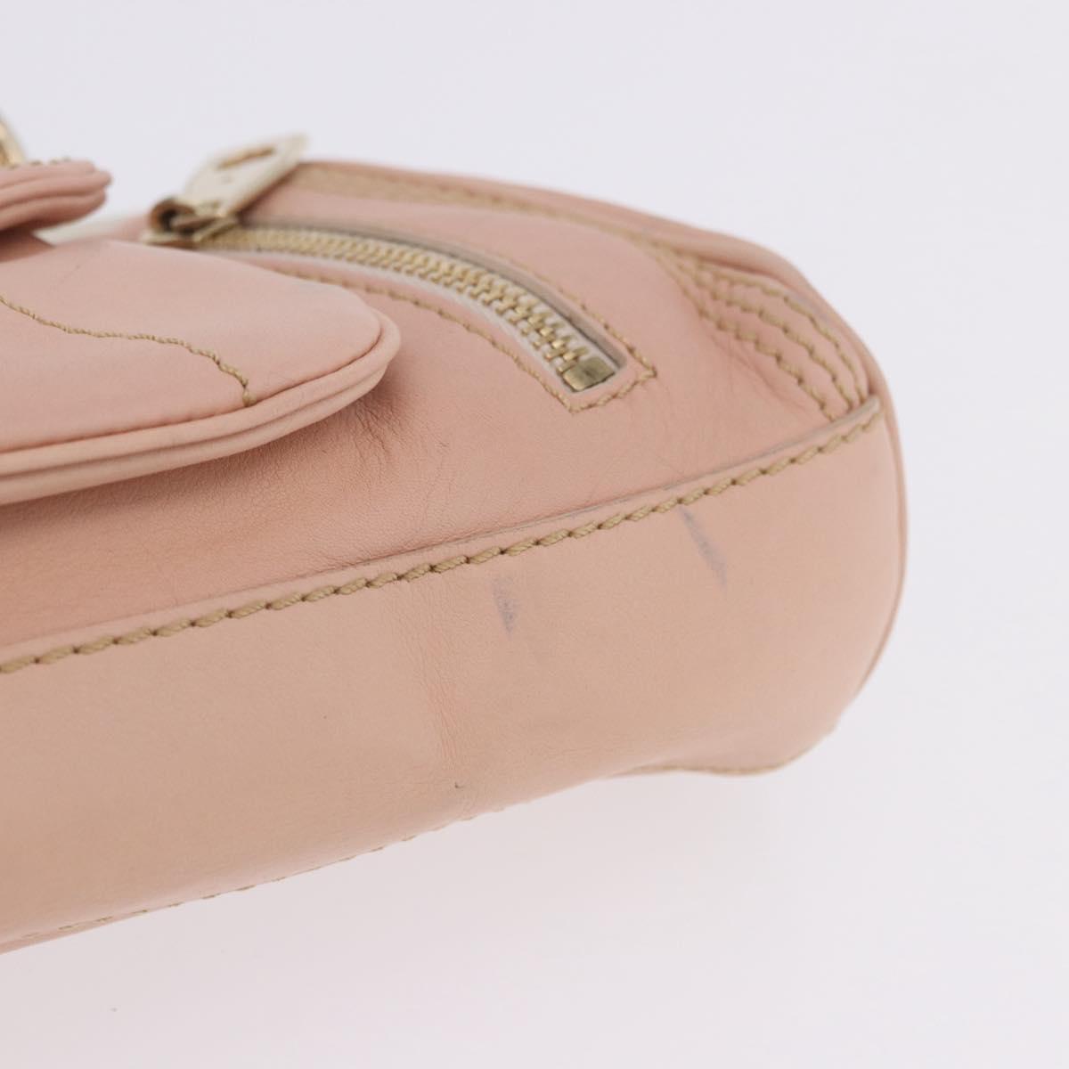 CELINE Shoulder Bag Leather Pink Gold Auth 200745V