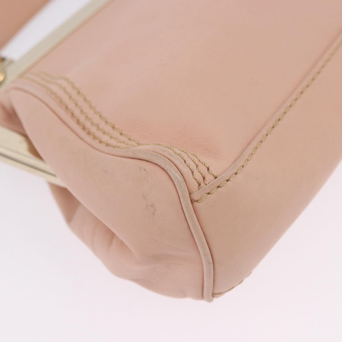 CELINE Shoulder Bag Leather Pink Gold Auth 200745V