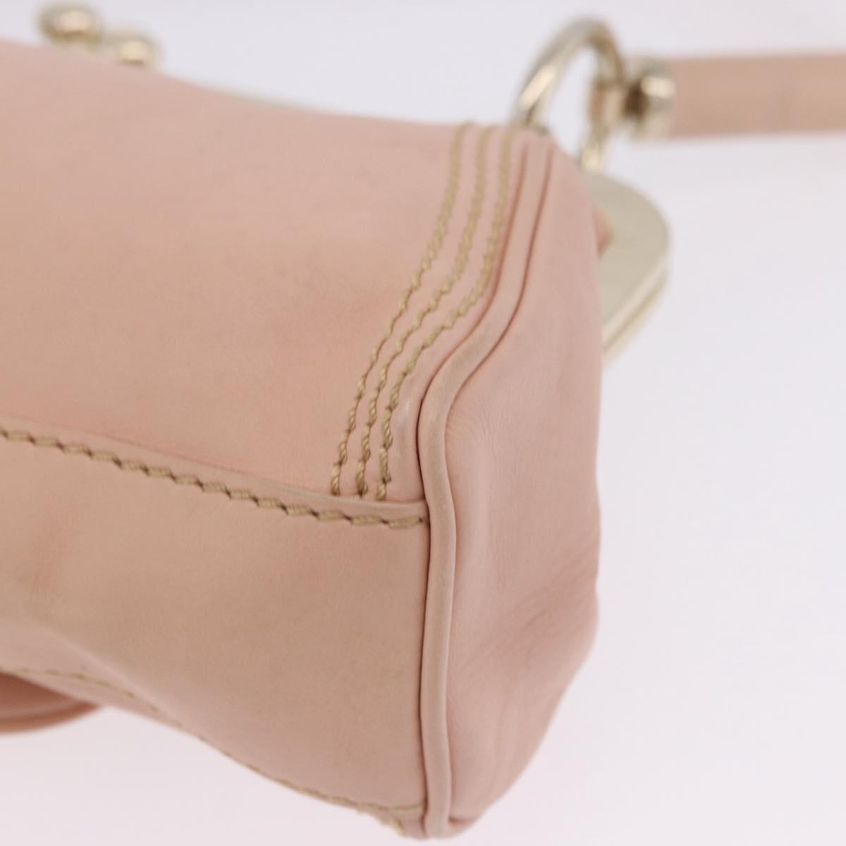 CELINE Shoulder Bag Leather Pink Gold Auth 200745V