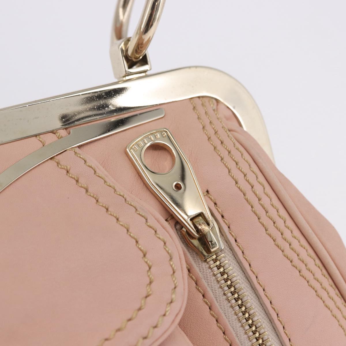 CELINE Shoulder Bag Leather Pink Gold Auth 200745V