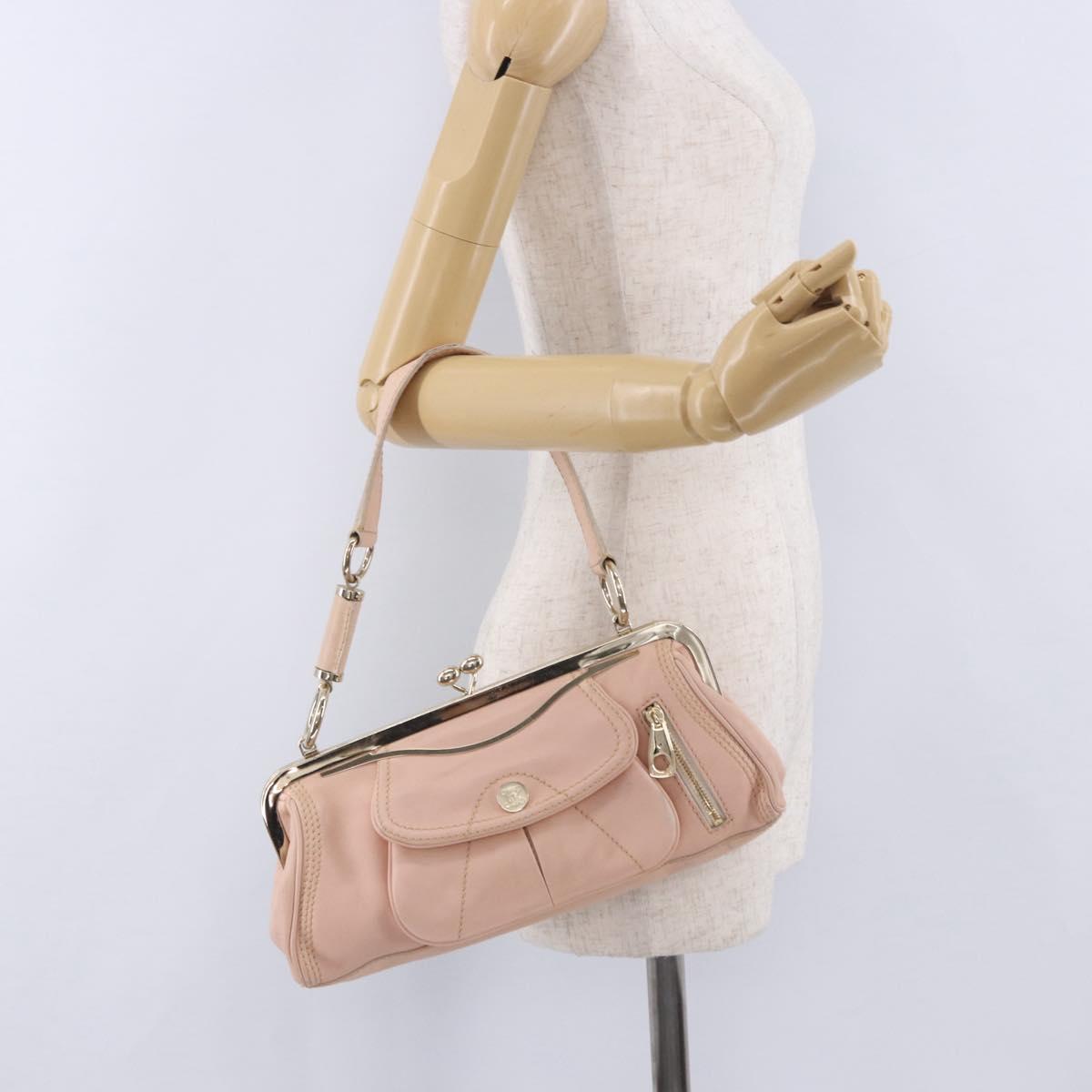 CELINE Shoulder Bag Leather Pink Gold Auth 200745V