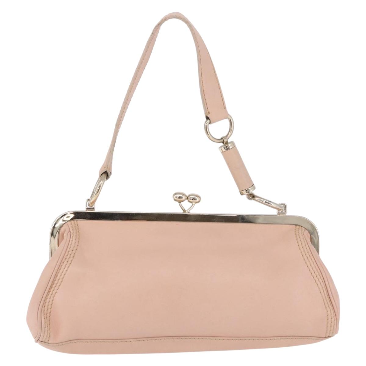 CELINE Shoulder Bag Leather Pink Gold Auth 200745V