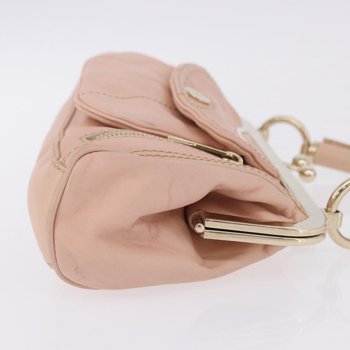 CELINE Shoulder Bag Leather Pink Gold Auth 200745V