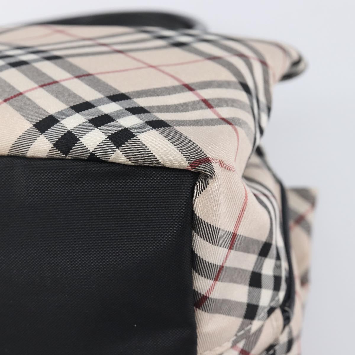 BURBERRY Nova Check Blue Label Hand Bag Canvas Beige Silver Auth 200747A