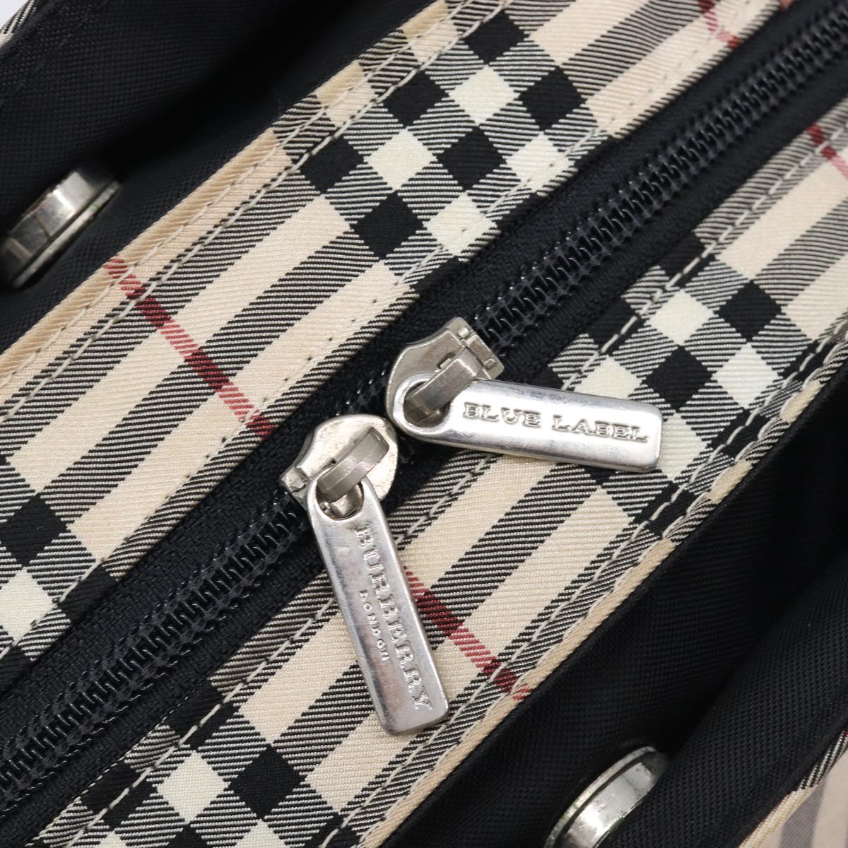 BURBERRY Nova Check Blue Label Hand Bag Canvas Beige Silver Auth 200747A