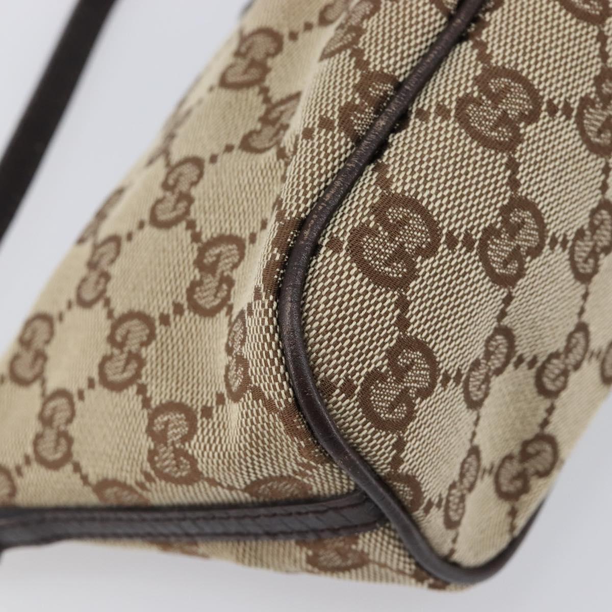 GUCCI GG Canvas Accessory Pouch Beige Silver 07198 Auth 200750V