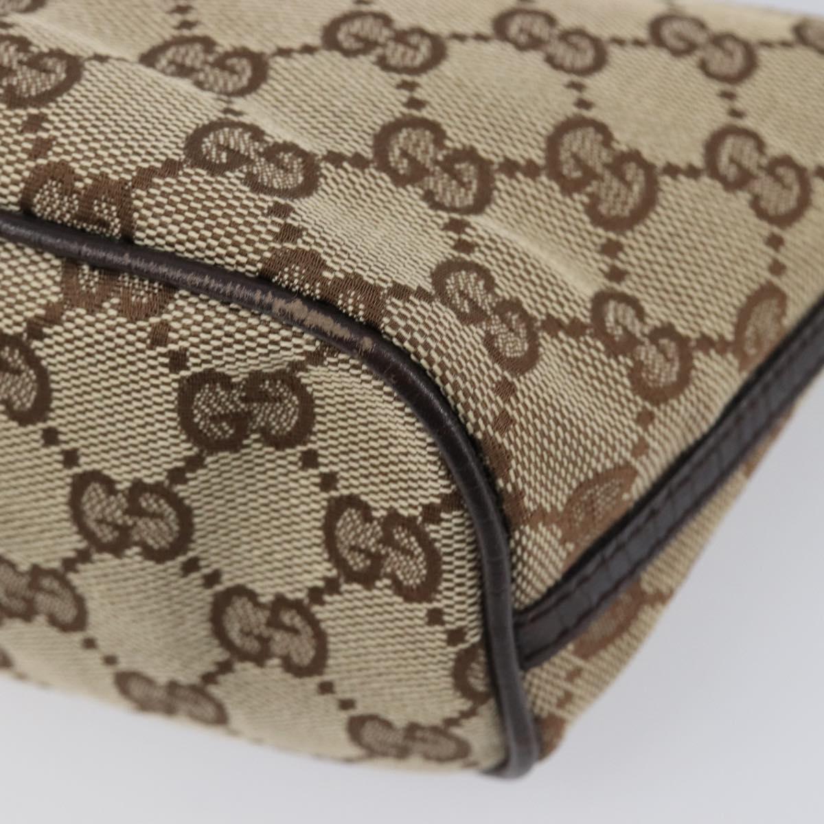 GUCCI GG Canvas Accessory Pouch Beige Silver 07198 Auth 200750V