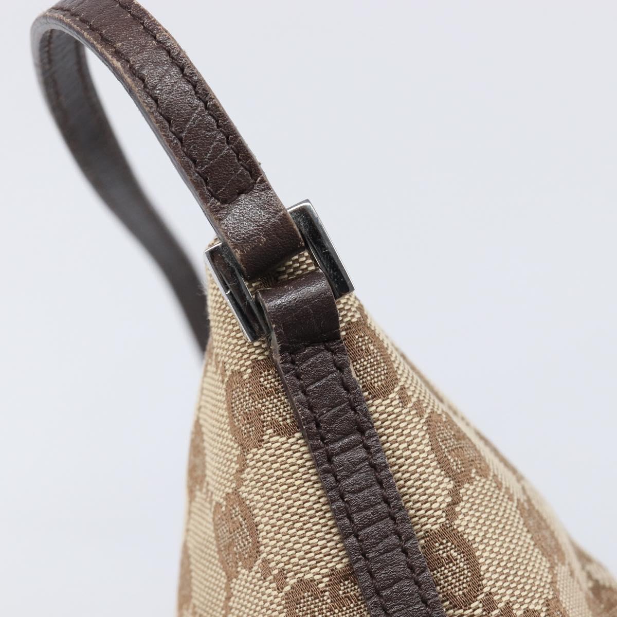 GUCCI GG Canvas Accessory Pouch Beige Silver 07198 Auth 200750V