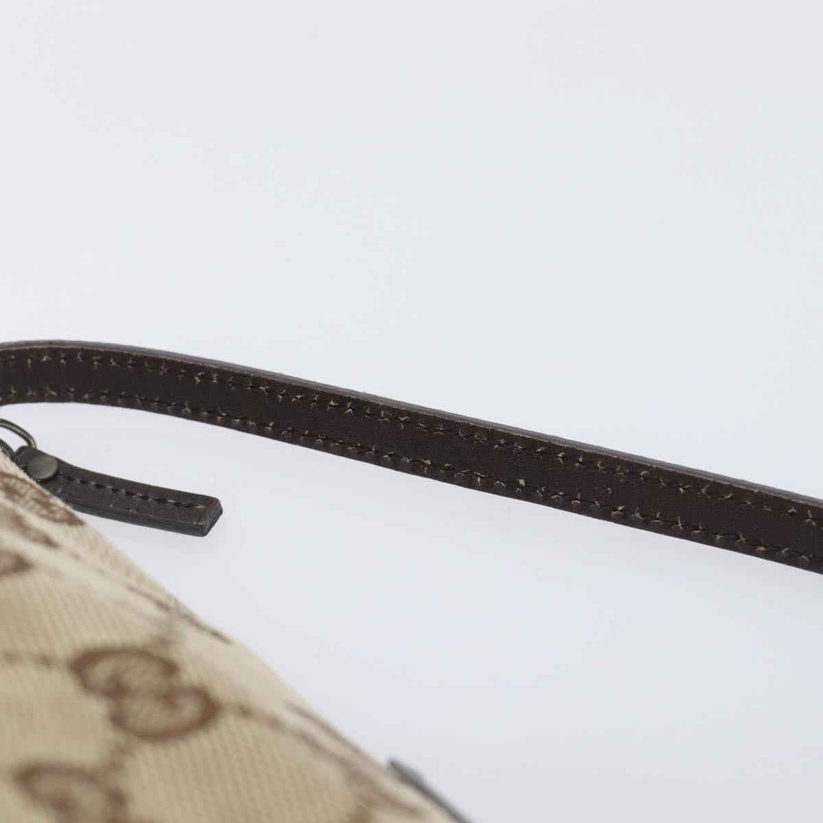 GUCCI GG Canvas Accessory Pouch Beige Silver 07198 Auth 200750V