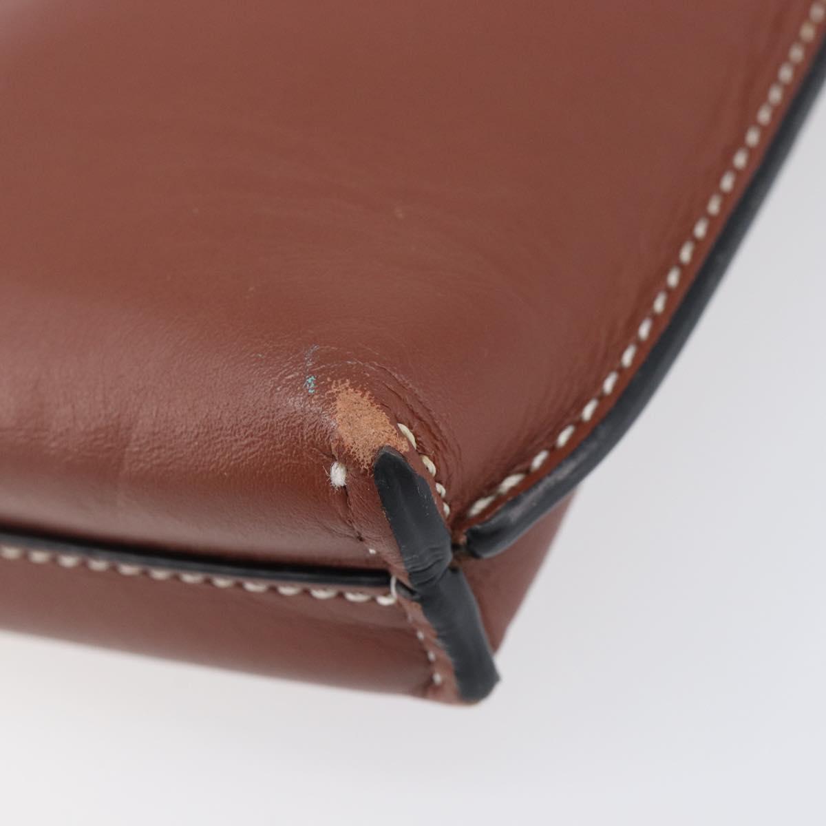 LOEWE Phone Pouch Leather Brown Gold Auth 200754
