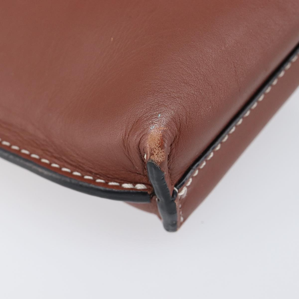 LOEWE Phone Pouch Leather Brown Gold Auth 200754