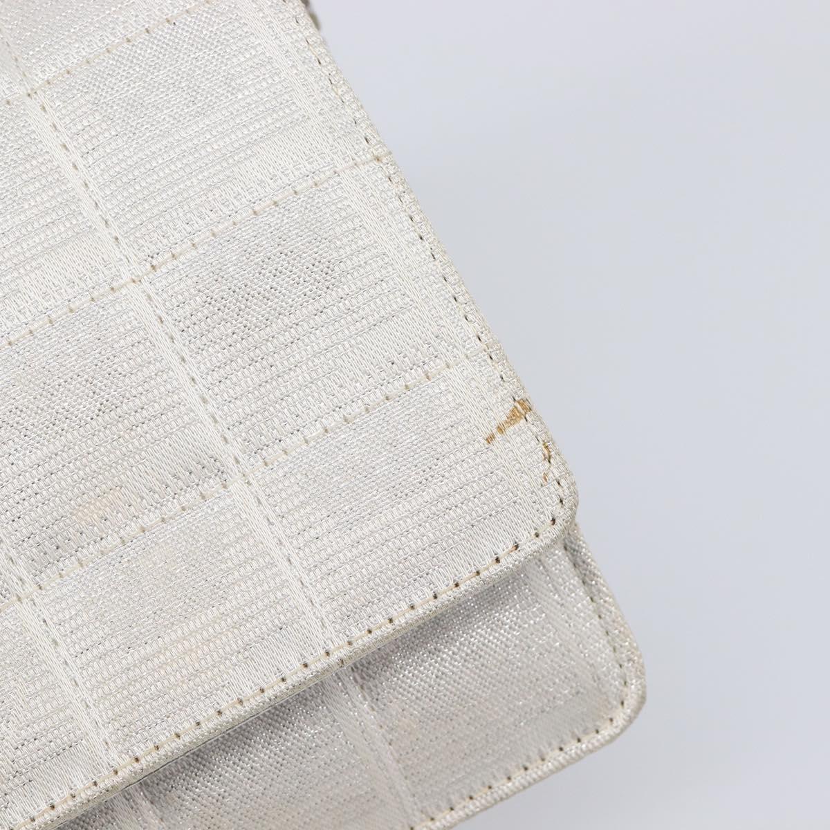 CHANEL New Travel Line Chain Shoulder Bag Canvas Silver CC Auth 200755
