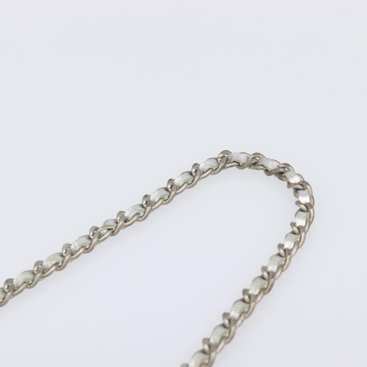 CHANEL New Travel Line Chain Shoulder Bag Canvas Silver CC Auth 200755