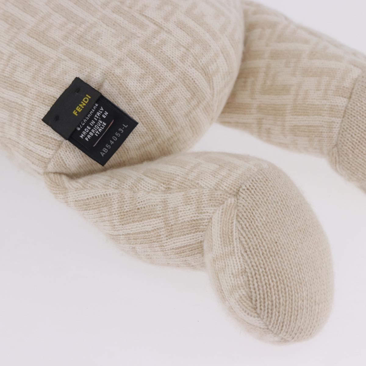 FENDI Zucca Canvas Plush Doll Knitted Fabrics Beige Auth 200757M