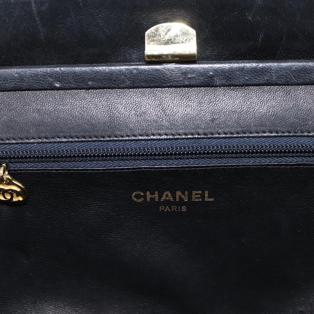 CHANEL Matelasse Chain Shoulder Bag Lamb Skin Black Gold CC Auth 200758V