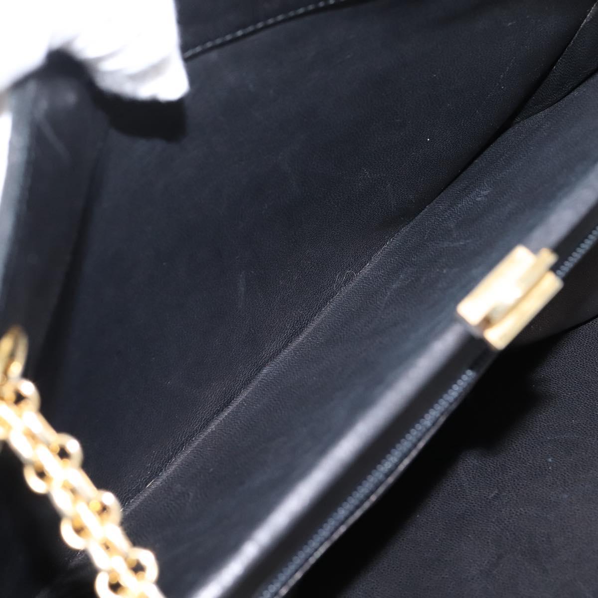 CHANEL Matelasse Chain Shoulder Bag Lamb Skin Black Gold CC Auth 200758V