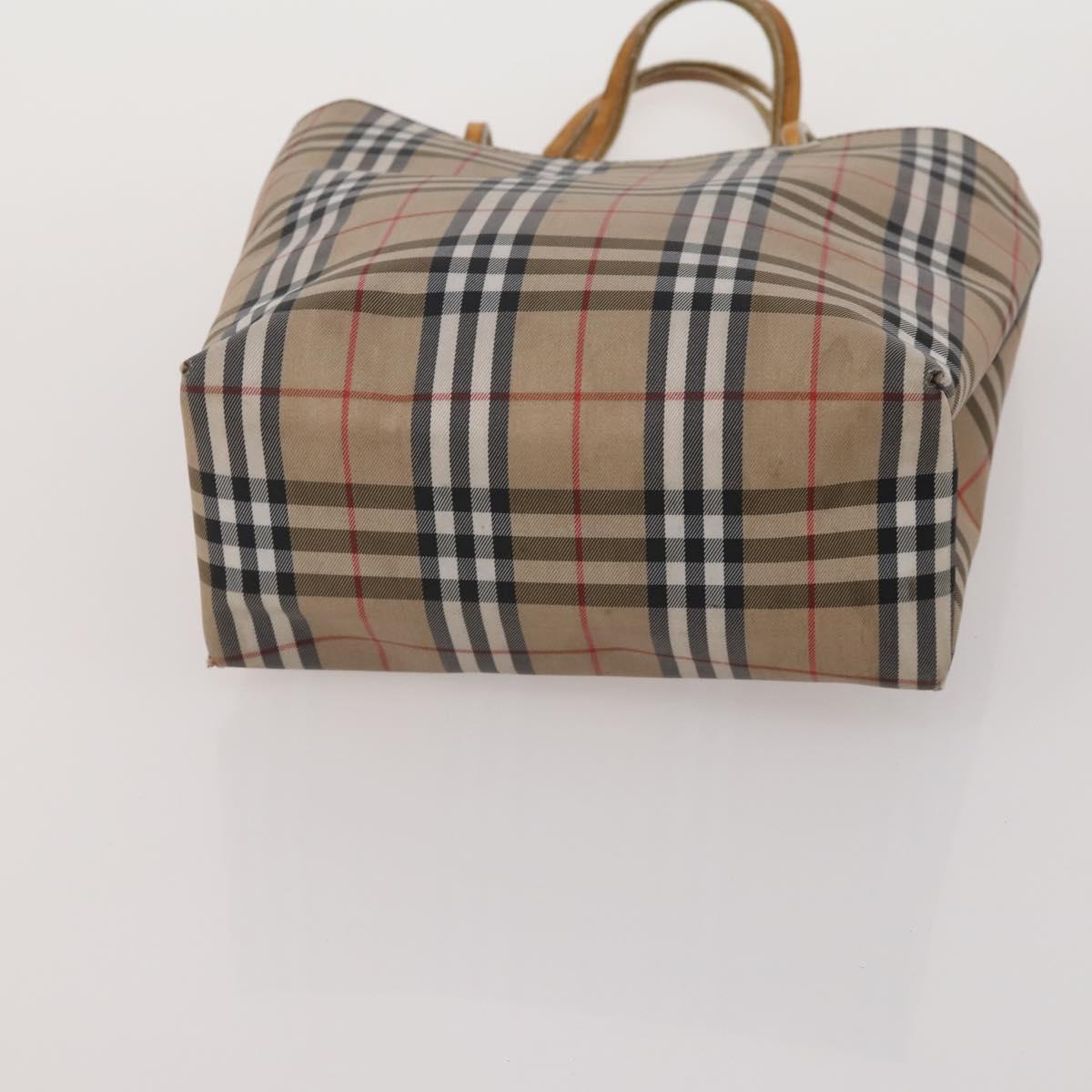 BURBERRY Nova Check Hand Bag Canvas nylon 4 Set Beige Brown Auth 200759