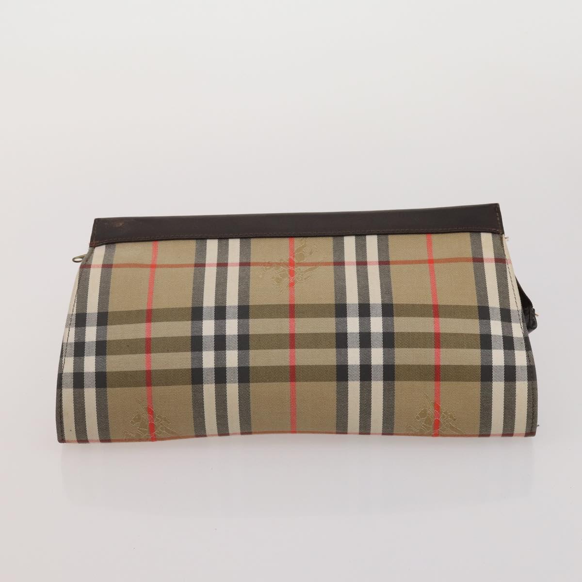 BURBERRY Nova Check Hand Bag Canvas nylon 4 Set Beige Brown Auth 200759