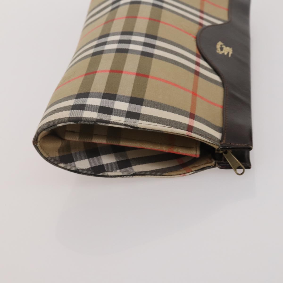 BURBERRY Nova Check Hand Bag Canvas nylon 4 Set Beige Brown Auth 200759