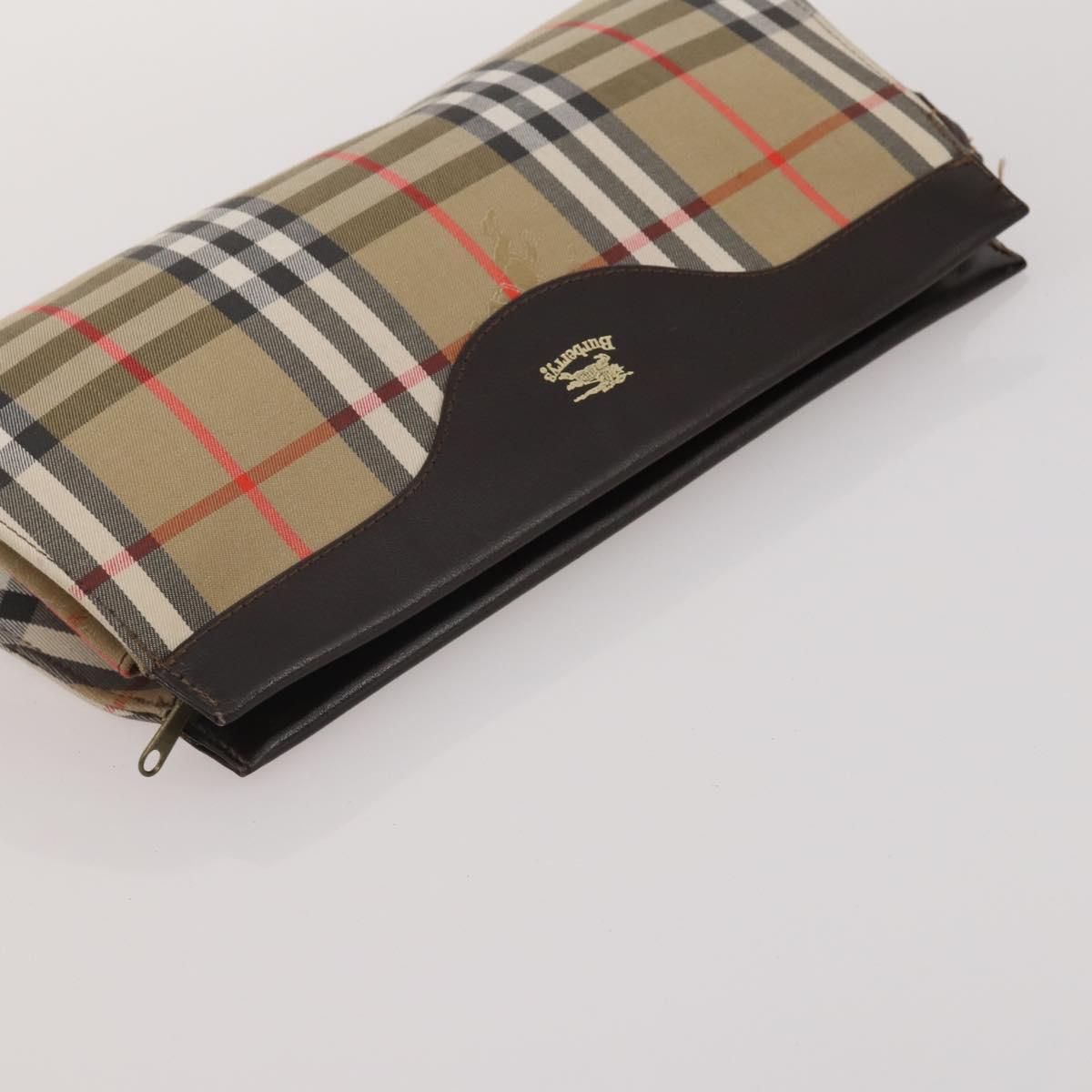 BURBERRY Nova Check Hand Bag Canvas nylon 4 Set Beige Brown Auth 200759