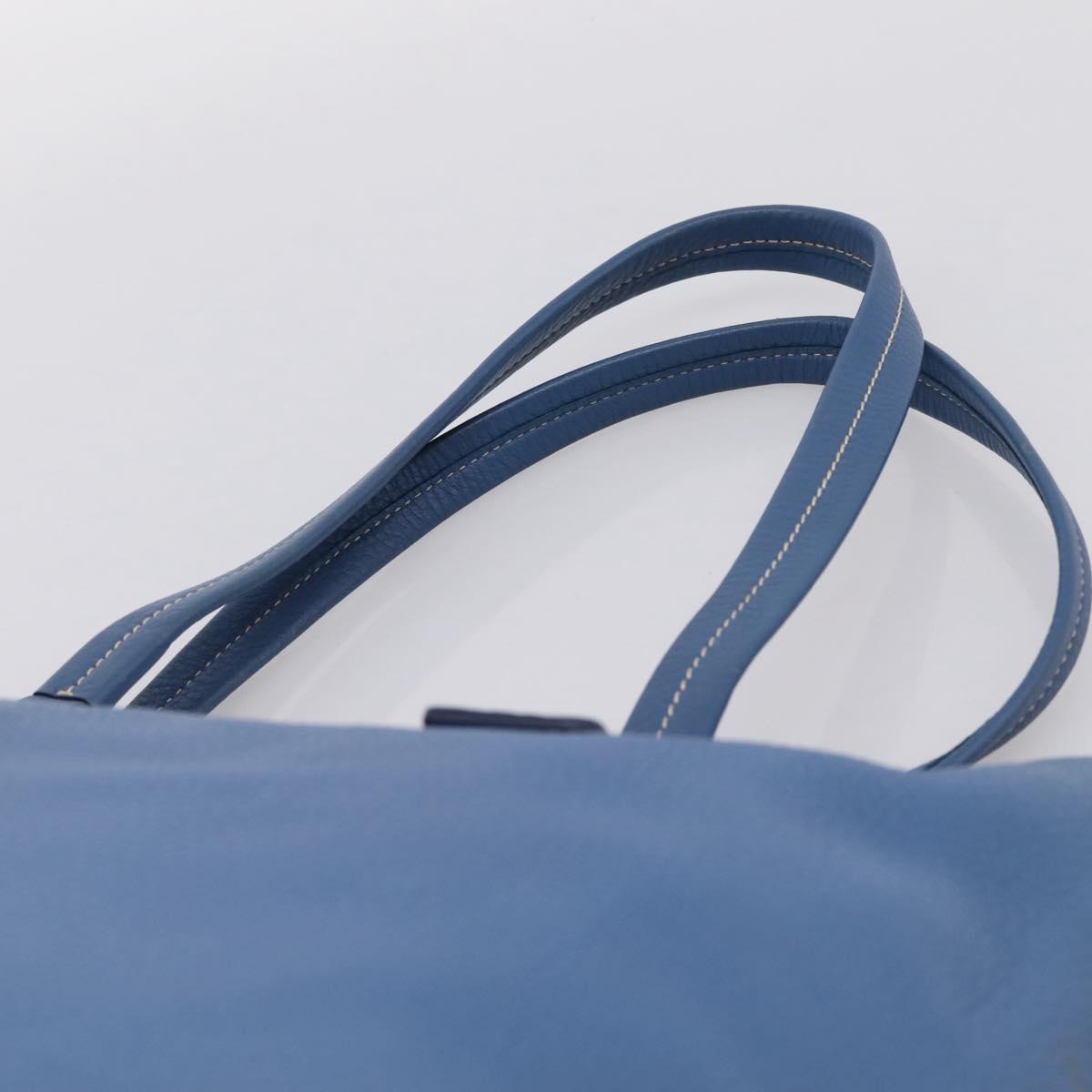 PRADA Tote Bag Vittero Dino Leather Blue Gold Auth 200767V