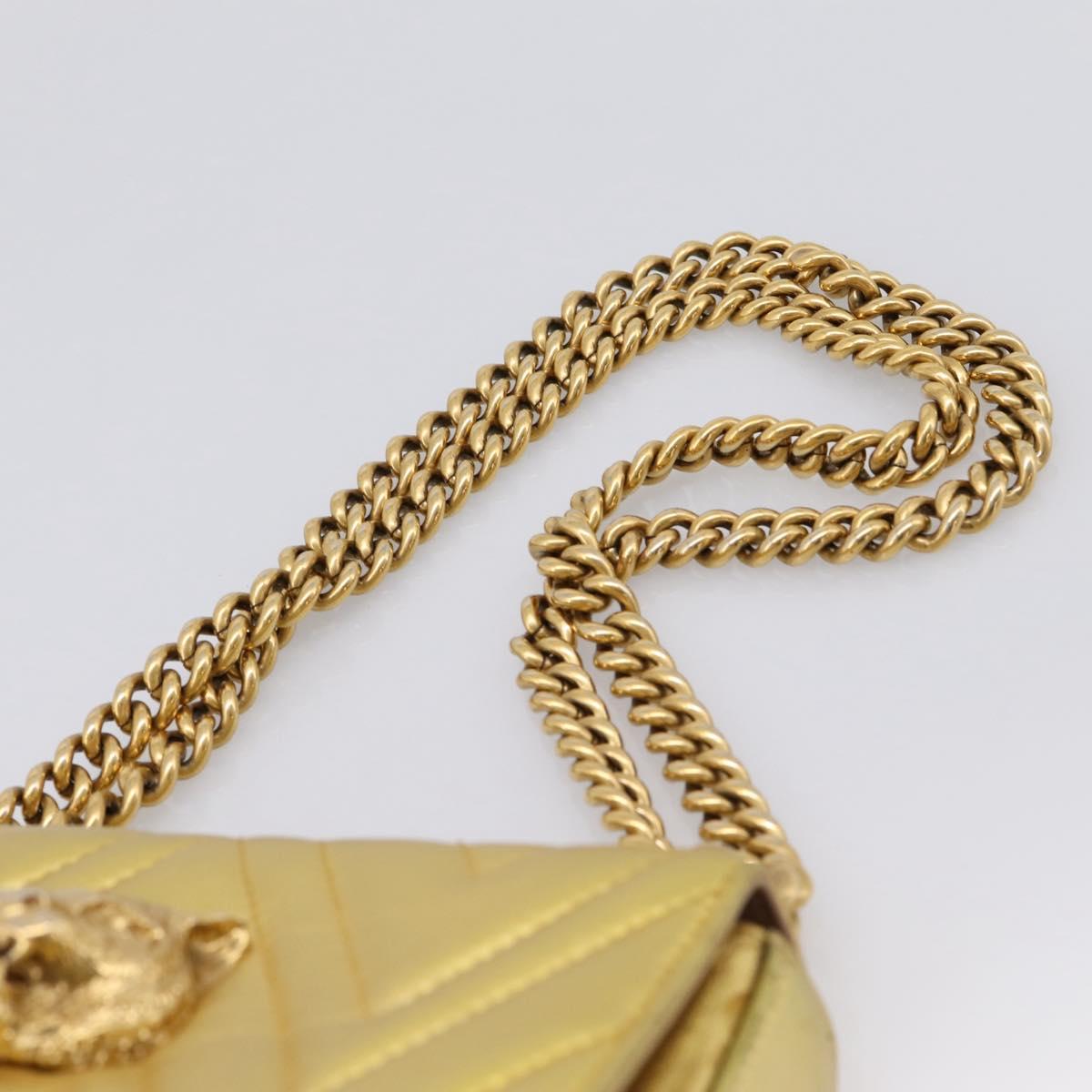 GUCCI Chain Shoulder Bag Leather Gold 432581 Auth 200769V