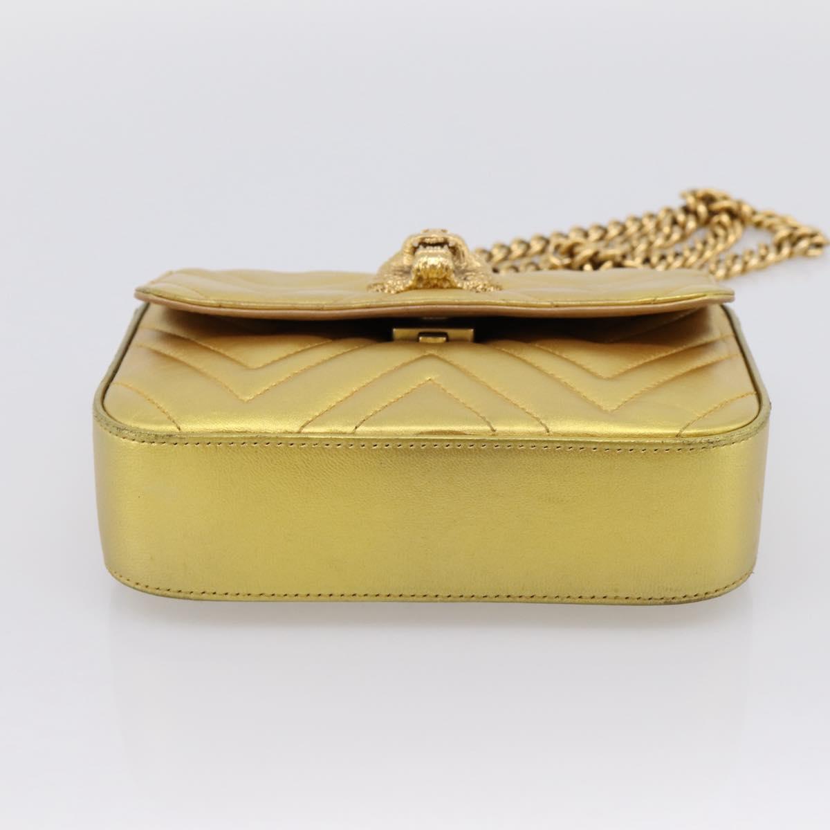 GUCCI Chain Shoulder Bag Leather Gold 432581 Auth 200769V