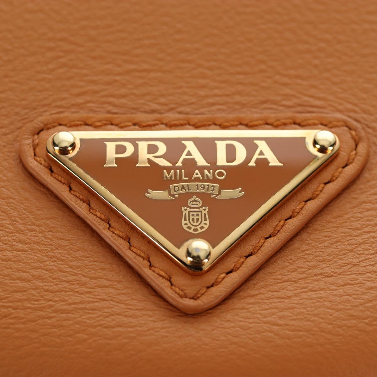 PRADA Darling Shoulder Bag Leather Beige Gold Auth 200771SAM